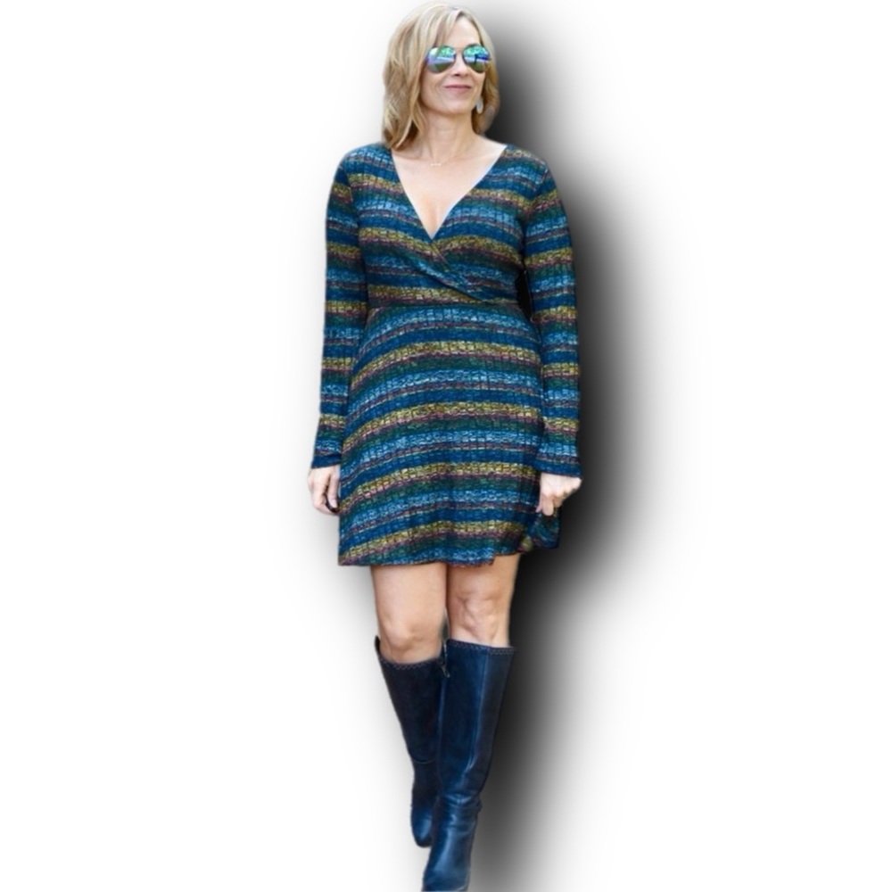 Vintage Y2K Mossimo Supply Co. Colorful Knit Mini Dress Fall Vibes